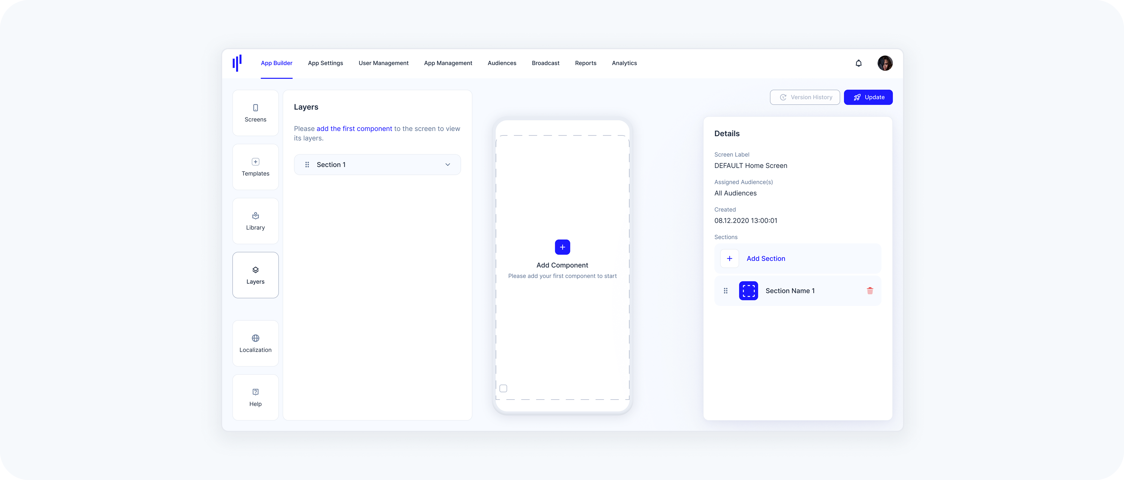 Screenshot of the Empty State of the Screen