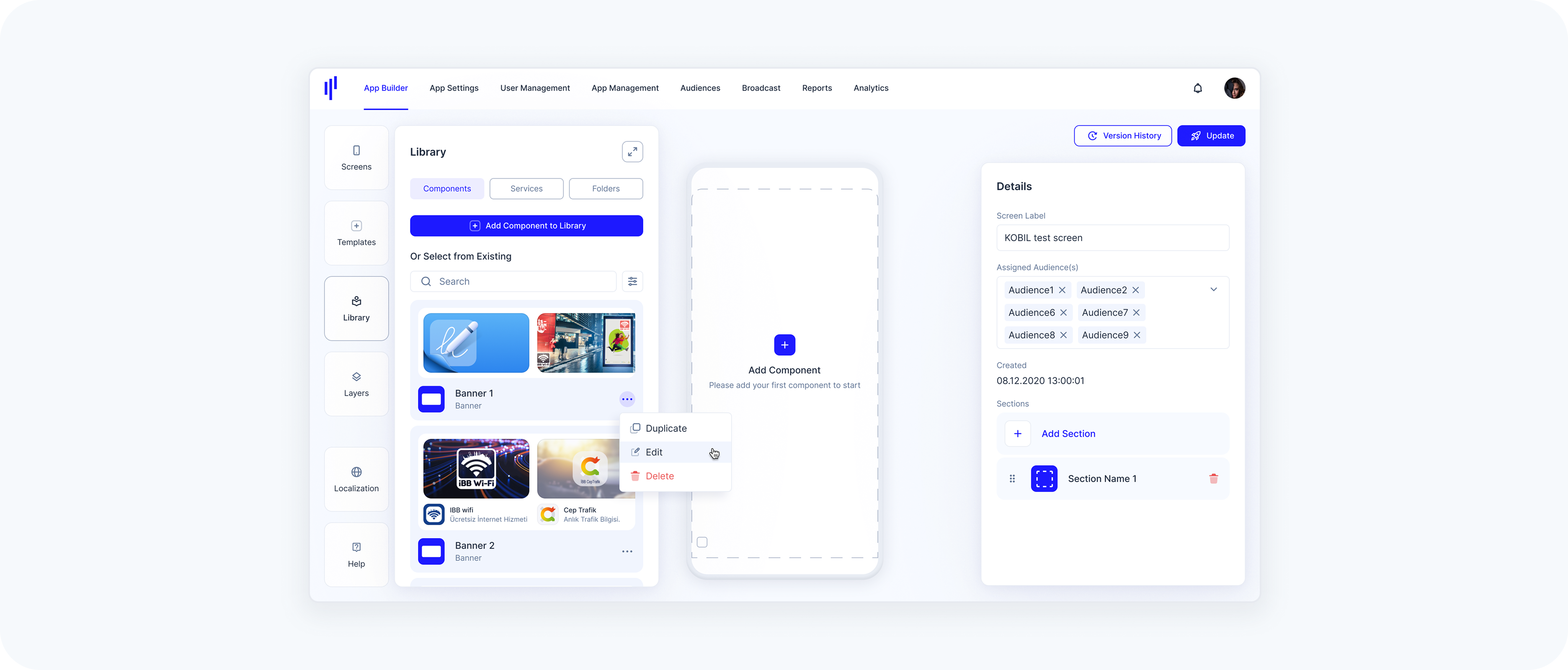 Editing a Component for the Homescreen