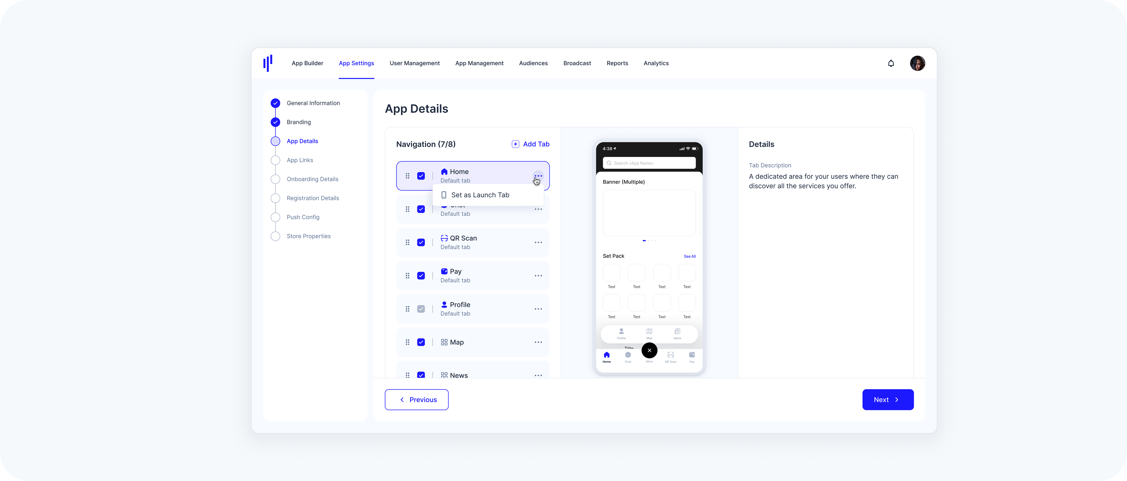 Set Tab as Default Launch Tab